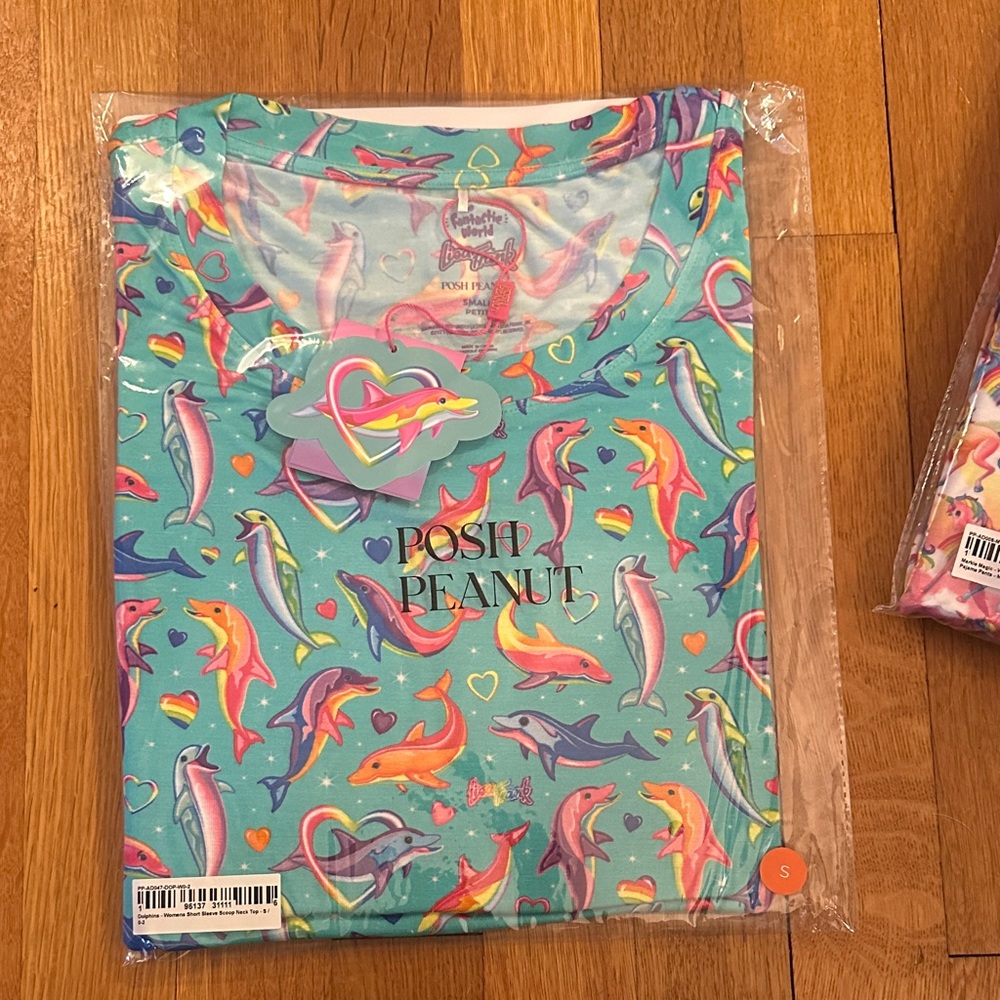 Posh Peanut women's limited edition Lisa Frank Dolphins long sleeve top